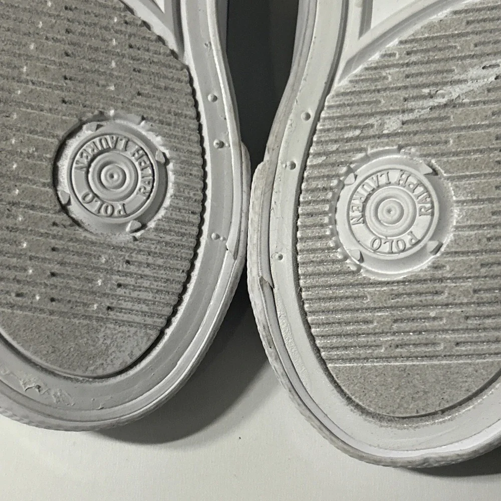 Polo Ralph Lauren Kids White Slip On Sneakers w/ Logo Size 7 (toddler). No Laces